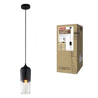 Светильник подвесной Vintage Fametto DLC-V402 220В E27 Черный / Прозрачное стекло картинка 